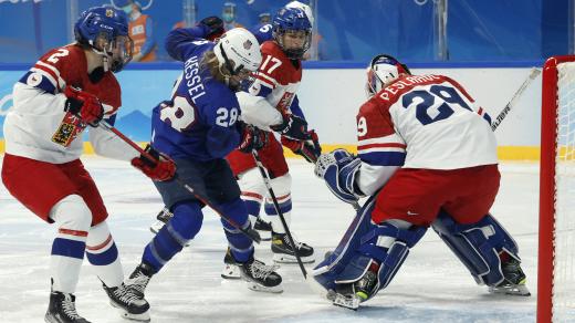 České hokejistky v zápase s USA