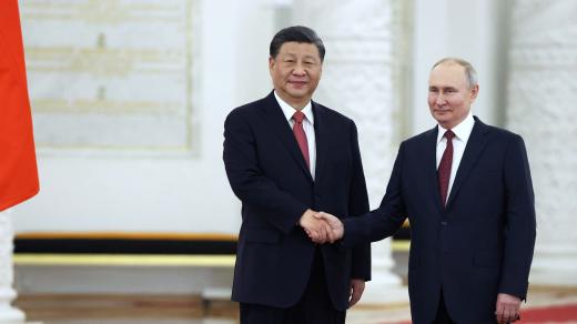 Ruský prezident Vladimir Putin na setkání s čínským protějškem Si Ťin-Pchingem