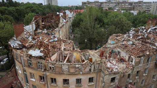 Následky raketového útoku na Lvov