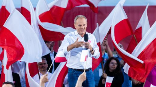 Donald Tusk během předvolební kampaně