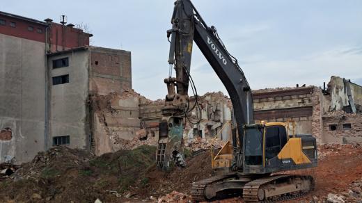 Jarošovský pivovar v Uherském Hradišti, demolice, únor 2024