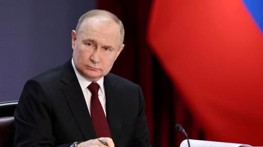 Ruský prezident Vladimir Putin se účastní rozšířeného zasedání rady ministerstva vnitra v Moskvě, Rusko, 2. dubna 2024