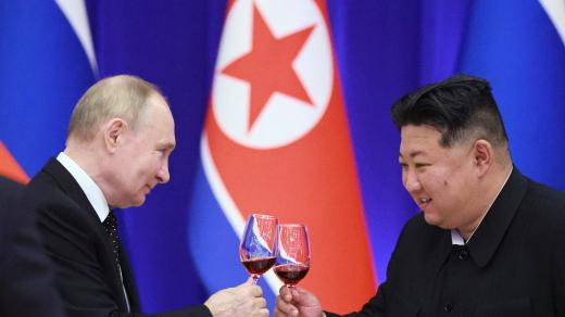 Vladimir Putin a Kim Čong-un v Pchjongjangu