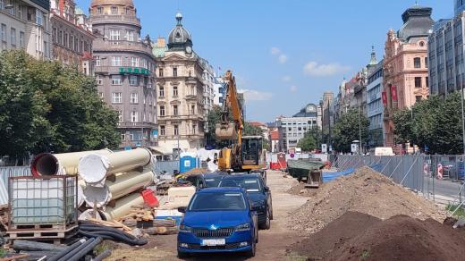 Zahájení stavby tramvajové tratě na Václavském náměstí