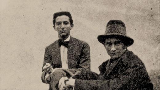 Franz Kafka a Otto Brod, mladší bratr Maxe, v Itálii, 1909