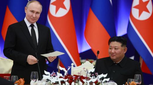 Vladimir Putin a Kim Čong-un