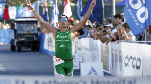 Filip Ospalý v cíli St. Anthony's Triathlon Sunday (2011)