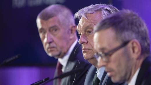 Patrioti pro Evropu; Andrej Babiš, Viktor Orbán a extrémně pravicový šéf rakouských Svobodných Herbert Kickl