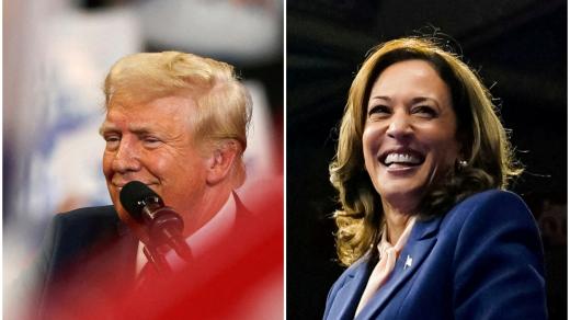 Kandidáti na amerického prezidenta a prezidentku Donald Trump (vlevo) a Kamala Harrisová