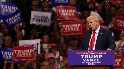 Donald Trump na předvolebním shromáždění v Bozemanu na jihu amerického státu Montana