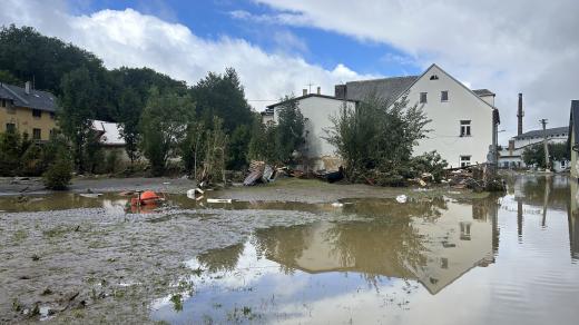 Škody po povodních v Jeseníku na severu Moravy