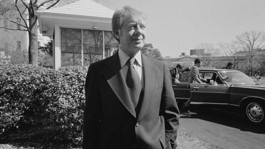 Prezident Jimmy Carter v Bílém domě ve Washingtonu v roce 1977