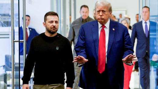 Ukrajinský prezident Volodymyr Zelenskyj a budoucí prezident USA Donald Trump