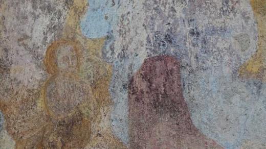 Freska z kostela San Rocco Orta San Giulio v severní Itálii