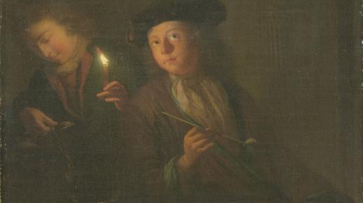 Godfried Schalcken: The Smoker (A Man with a Pipe and a Man Pouring a Beverage into a Glass); Rijksmuseum; ;