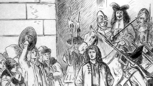 Mikoláš Aleš: Jan Sladký Kozina veden na popravu (ilustrace ke knize Alois Jirásek: Psohlavci)