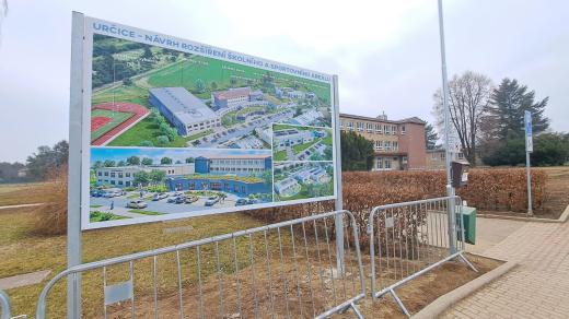 Vizualizace výstavby nových šaten a tříd pro družinu v základní školy v Určicích na Prostějovsku