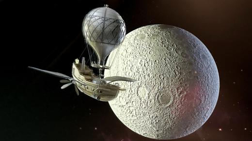 Krutohlavův vesmírný koráb zachycený v pohyblivém hologramu