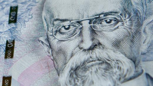 Detail pětitisícové bankovky od Oldřicha Kulhánka