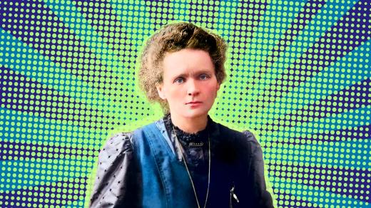 Marie Curie-Skłodowská byla geniální a pracovitá (koláž, digitálně kolorováno)