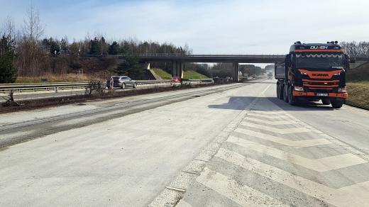 Opravovaný úsek dálnice D5