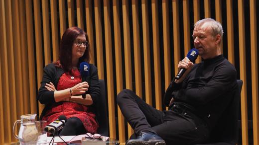 Alena Blažejovská a Martin Reiner ve Studiu 7 Českého rozhlasu Brno
