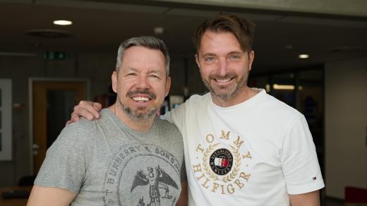Fotbalový obránce Petr Voříšek a moderátor Pavel Horváth