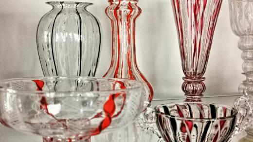 Provázkové sklo, technicky náročné, vzácné, Glass Studio, Igor Müller