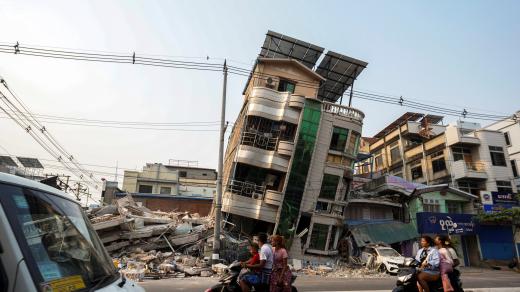 Následné otřesy zemětřesneí v Myanmaru