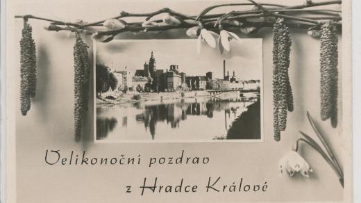 Pohlednice Velikonoční pozdrav z Hradce Králové, 30. léta 20. století