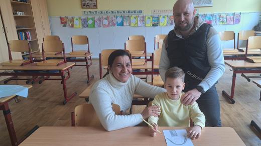 Budoucí prvňák Davídek u zápisu