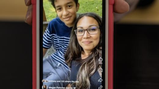 Megan se svým synem Sewellem