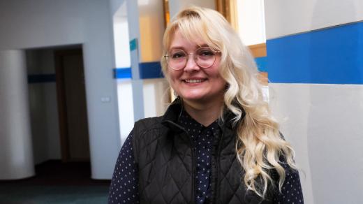 Maria Borysenko ve studiu Českého rozhlasu Hradec Králové