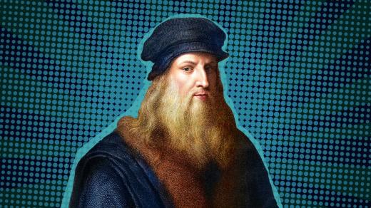 Přesnou podobu Leonarda da Vinciho neznáme. Takhle si ho představoval umělec v pozdějších dobách  (koláž, digitálně kolorováno)