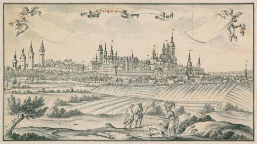 Friedrich Bernhard Werner - Veduta opevněného Hradce Králové od severu