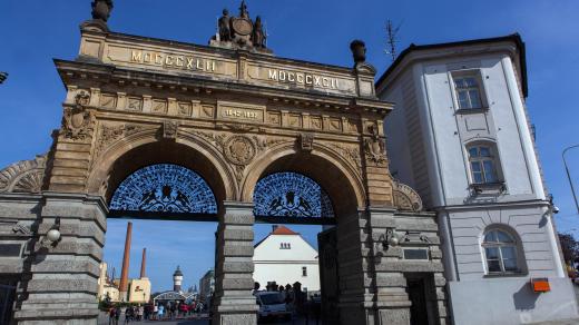 Vstupní brána do plzeňského pivovaru Prazdroj