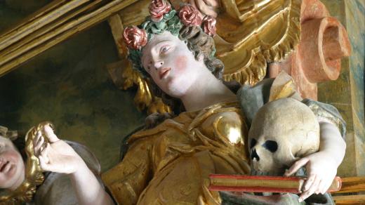 Svatá Rozálie, socha na oltáři kostela v obci Belec v Chorvatsku