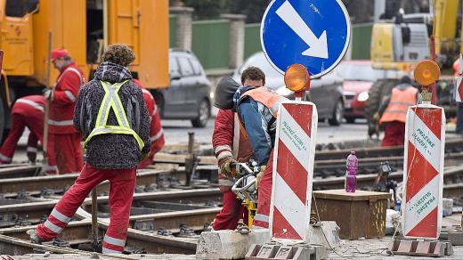 Dopravní značení, práce na silnici