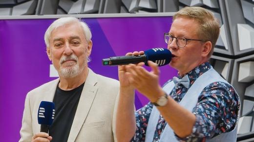 Jan Rosák a Aleš Cibulka během Toboganu ze Dne otevřených dveří Českého rozhlasu 2025