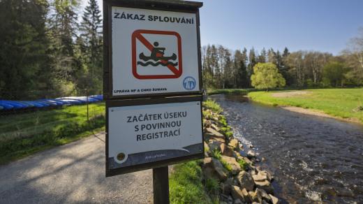 Teplá Vltava u Soumarského mostu na Šumavě