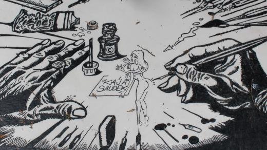 Obrázek na hrobě Káji Saudka