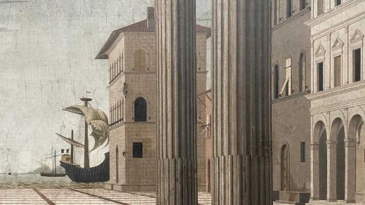 Francesco di Giorgio Martini: Ideální město (detail), kolem 1490, Gemäldegalerie Berlin