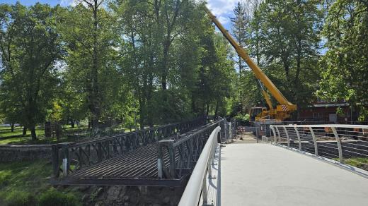 Demontáž posledního bailey bridge v Třebíči