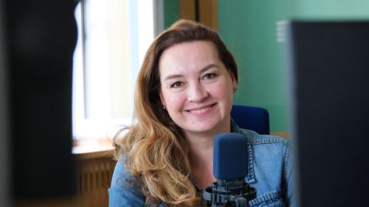 Lucie Spáčilová ve studiu Českého rozhlasu Hradec Králové