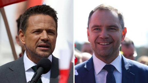 Varšavský starosta Rafał Trzaskowski, kandidát vládní Občanské koalice, a uchazeč za opoziční Právo a spravedlnost Karol Nawrocki