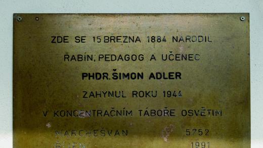 Pamětní deska Šimona Adlera