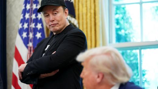 Elon Musk a Donald Trump na tiskové konferenci v Oválné pracovně
