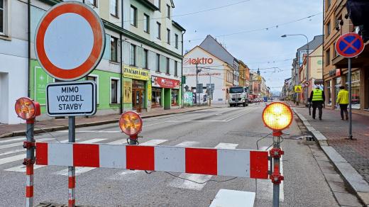 Uzavřená Rudolfovská třída v Českých Budějovicích
