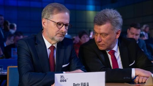 Petr Fiala a Pavel Blažek na kongresu ODS