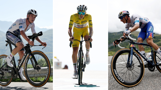 Zleva: Remco Evenepoel, Tadej Pogačar, Florian Lipowitz